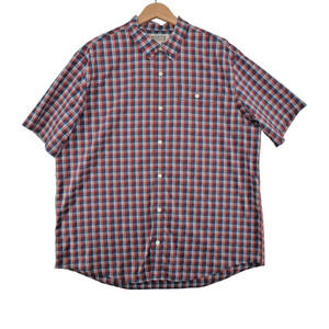 Duluth Trading Plaid Short Sleeve Button Up Shirt Men's XL Red Blue Casual